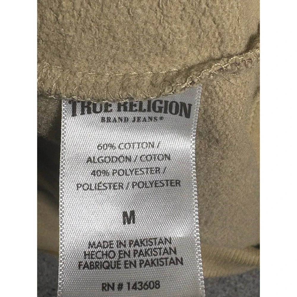 True Religion Mens Camo Full Zip Hoodie Gold Horseshoe Logo‎ Green Brown Medium
